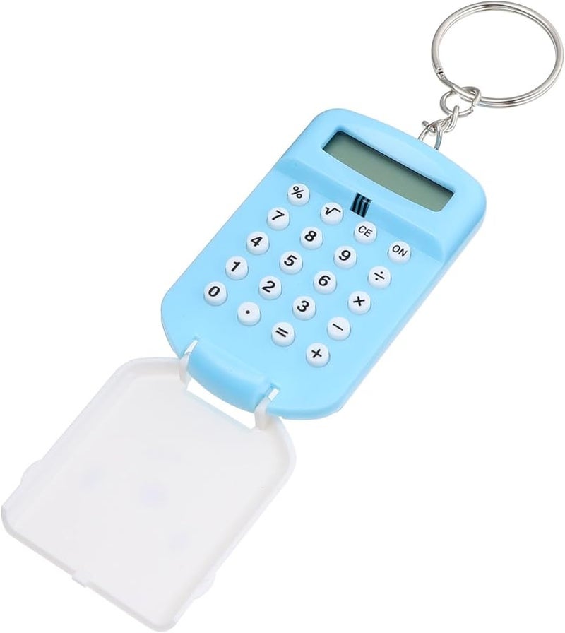 Mini Pocket Size Electronic Calculator Portable Blue for Students School Office - Image 1